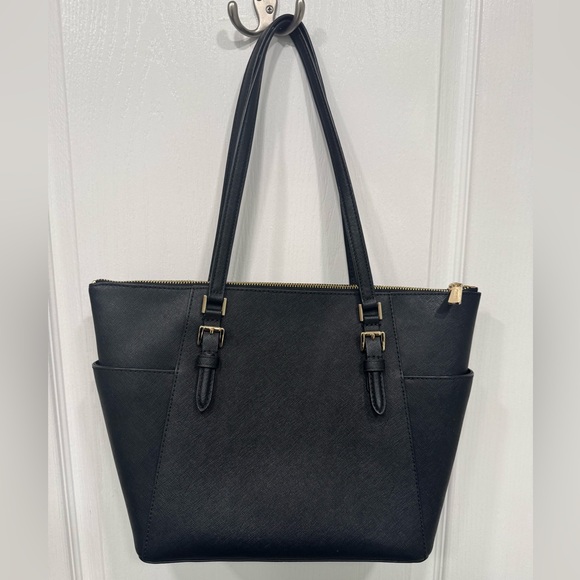 Michael Kors Charlotte Saffiano Leather Black Tote Bag Purse - Picture 2 of 8